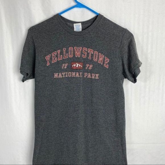 Delta Pro Weight Tops - 4/$25 Yellowstone National Park T-Shirt Short Sleeve Gray Adult Size Small